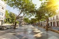 Tourists are walking on street of Old Havana in Havana, Cuba. Main street in Havana downtown. paseo del prado, de marti