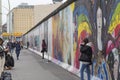 Murals and people at the East Side Gallery in Berlin