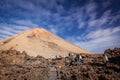 Tourists walking towards Pico del Teide volcano