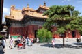 Tourists walking about Yonghegong Lama Temple