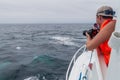 Tourists watch humpback whale