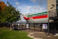 Tourists Watch Large Freighter In The Soo Locks