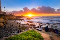 Tourists watching the beautifal sunset at La Jolla