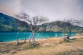 View of the Kourna`s lake in Crete Royalty Free Stock Photo