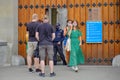 Tourists wear medical masks when entering Neuschwanstein Castle in Bavaria, Germany, part of Coronavirus measures