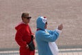 Tourists wearing costumes in Japan