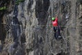 Tourists who have extreme hobbies such as rock climbing conquer the cliffs at Gumuk Reco SEPAKUNG, SEMARANG with tense sensation.