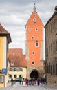 Tourists at Woernitz Gate in Dinkelsbuehl Royalty Free Stock Photo