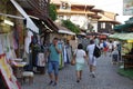 Tourists wondering streets in Nesebar in Bulgaria