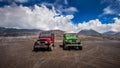 Tourists 4x4 Jeep for tourist rent at Mount Bromo in East Java , Indonesia.