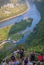 Tourists on the Xianggong Hill viewpoint