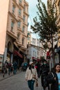 Tourists in Yuksek kaldirim street in Galata Istanbul Royalty Free Stock Photo