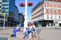 tourists in Zagreb city center Royalty Free Stock Photo