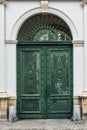 Tournai Doornik, Walloon Region - Belgium - Detail of a worn metal entrance door