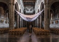 Tournai Doornik, Walloon Region - Belgium - The roman and Gothic interior of the Saint John church of Tournai