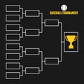 Tournament Bracket. Baseball championship scheme with trophy cup. Sport vector.