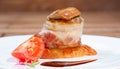 Tournedos Rossini. steak with foie gras. french steak dish with foie gras and croutons. Royalty Free Stock Photo