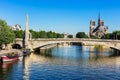 Tournelle bridge Pont de la Tournelle and Notre Dame de Paris
