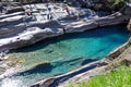 Tourquise clear Verzasca River in Lavertezzo, Ticino, Switzerland