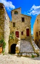 view of the beautiful hilltop town of Tourrettes-sur-Loup-sur-Loup in the south of France Royalty Free Stock Photo