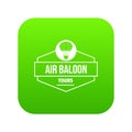 Tours air balloon icon green vector Royalty Free Stock Photo