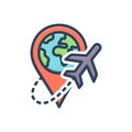 Color illustration icon for Tours, location and airways