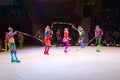 Tours of Moscow Circus on Ice. Acrobats with skipping ropes