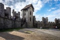 Toursists walk across the courtyard in the Gravensteen castle in Ghent, Belgium Royalty Free Stock Photo