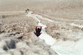 Toursits sliding on Volcano, Chile Royalty Free Stock Photo