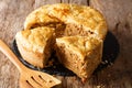 Tourtiere recipe of traditional French Canadian pie stuffed with Royalty Free Stock Photo