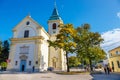 Tousists visit St. Josefskirche at Kahlenberg in Vienna, Austria