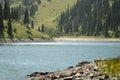 Kulsay lake summer day mountains view Royalty Free Stock Photo