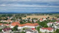 TOVACOV, CZECH REPUBLIC, SEPTEMBER 24, 2020: Town village Tovacov aerial panorama shot in the heart Hana of the Royalty Free Stock Photo