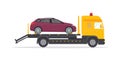Tow and assistance service of auto. Truck for tow and recovery for vehicle on road. Insurance for repair of automobile. Breakdown