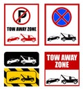 Tow away zone, no parking sign