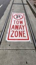 Tow Away Zone painted sign on street Royalty Free Stock Photo