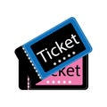 Two cinema movie tickets vector eps10. movie cinema Ticket pink and blue color on white background.