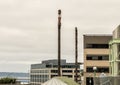 Tow fifty foot totem poles which stand in Victor Steinbrueck Park, Seattle, Washington