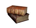 Tow old books isolated on white, 3d illustration. Vintage, antiquarian books. Back to school education concept.