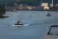 Tow Ship in the Panama canal Royalty Free Stock Photo