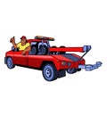 Tow Truck Driver Cartoon character Handy Man mechanic illustration plumber painter plow snow tow truck cooling Royalty Free Stock Photo