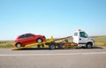 Tow truck with broken car Royalty Free Stock Photo