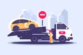 Tow truck city road assistance service evacuator Royalty Free Stock Photo