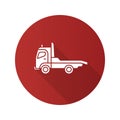 Tow truck flat design long shadow glyph icon