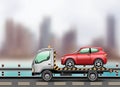 Tow truck loaded up the car Royalty Free Stock Photo