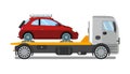 Tow Truck, Lorry at Work Flat Vector Illustration Royalty Free Stock Photo