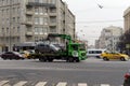 Tow truck `Moscow Parking` carries the car to the impound lot.