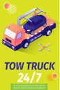 Tow Truck Service for Evacuation Offering Poster Royalty Free Stock Photo