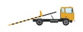 Tow truck with sliding platform, vehicle lifting with retractable ramps.