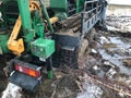 The tow truck stuck in the mud. Royalty Free Stock Photo